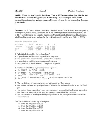 STA 3024 Exam 3 Practice Problems NOTE: These Are Just .