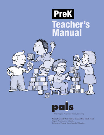 PreK Teacher’s Manual - PALS