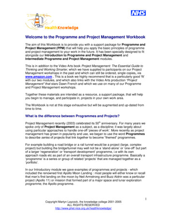 Welcome To The Programme And Project Management Workbook