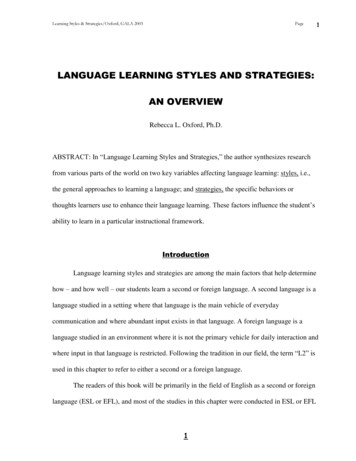 LANGUAGE LEARNING STYLES AND STRATEGIES: AN OVERVIEW