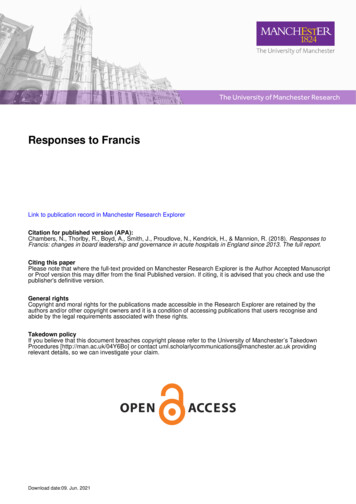 Responses To Francis Report - The University Of Manchester