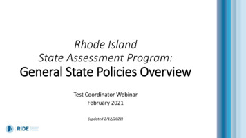 Rhode Island State Assessment Program: General State .