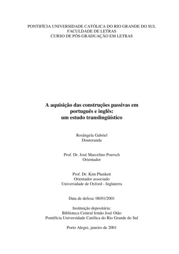 A Aquisição Das Construções Passivas Em Português E Inglês .