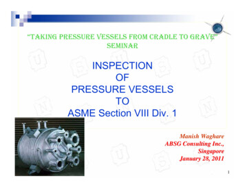 “TAKING PRESSURE VESSELS FROM CRADLE TO GRAVE” 