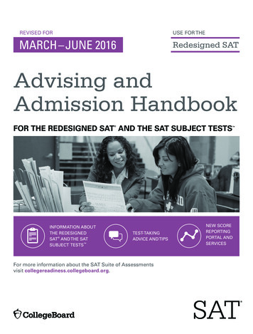 SAT ADVISING AND ADMISSION HANDBOOK 2015-16