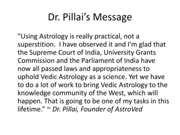 Dr. Pillai’s Message - AstroVed Club