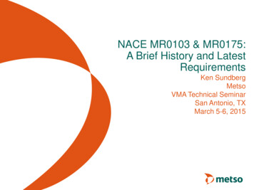 NACE MR0103 & MR0175: A Brief History And Latest Requirements