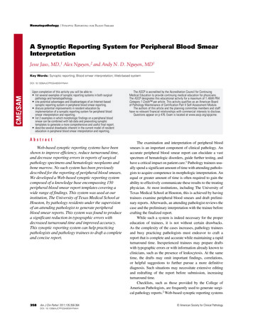 A Synoptic Reporting System For Peripheral Blood Smear .