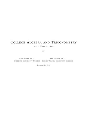College Algebra And Trigonometry - Stitz Zeager