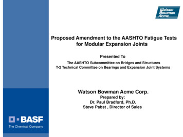 Proposed Amendment To The AASHTO Fatigue Tests For Modular .