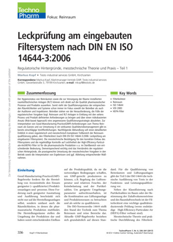 Leckprüfung Am Eingebauten Filtersystem Nach DIN EN ISO .