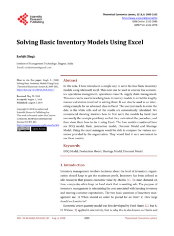 Solving Basic Inventory Models Using Excel