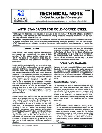 ASTM STANDARDS FOR COLD-FORMED STEEL