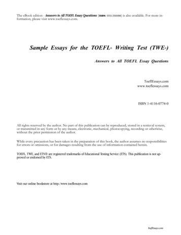 Sample Essays For The TOEFL Writing Test (TWE