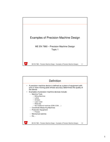 Examples Of Precision Machine Design - University Of Utah