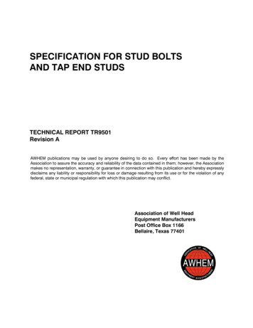SPECIFICATION FOR STUD BOLTS AND TAP END STUDS