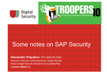 Some Notes On SAP Security - TROOPERS