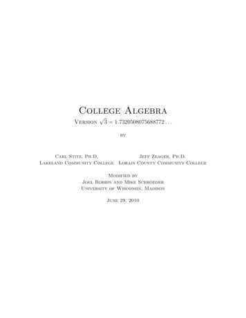 College Algebra - People.math.wisc.edu