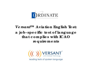 Versant Aviation English Test: A Job-specific Test Of .