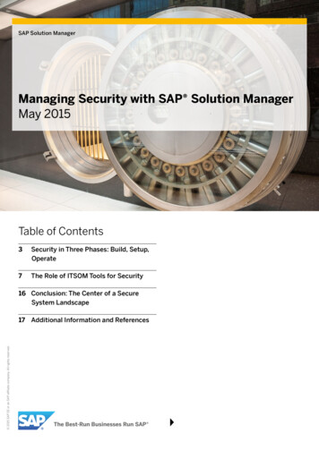 Managing Security With SAP Solution Manager