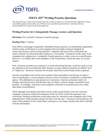 TOEFL IBT Writing Practice Questions - ETS