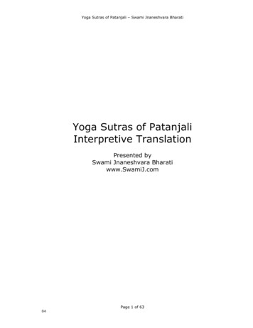 Yoga Sutras Of Patanjali Interpretive Translation