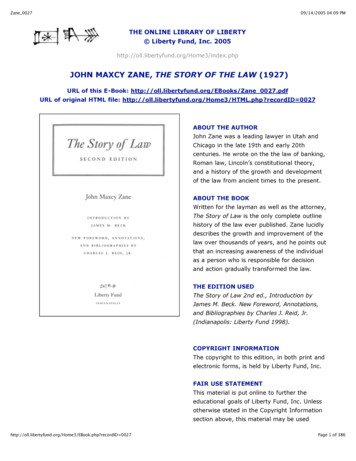 JOHN MAXCY ZANE, THE STORY OF THE LAW (1927)