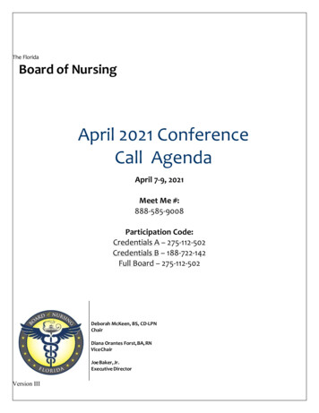 April 2021 Conference Call Agenda - Floridasnursing.gov