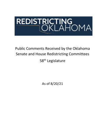 Public Comments Received By The Oklahoma Senate And House Redistricting .