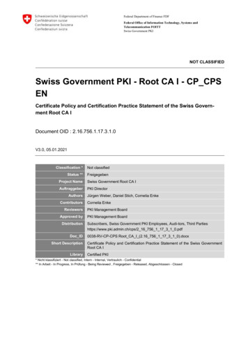 Swiss Government PKI - Root CA I - Admin.ch