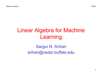Linear Algebra For Machine Learning - University At Buffalo