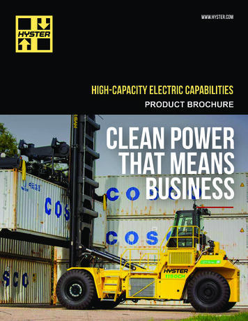 PRODUCT BROCHURE CLEAN POWER THAT MEANS BUSINESS - Hyster
