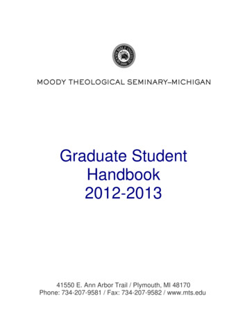 Graduate Student Handbook 2012-2013 - Moody Bible Institute