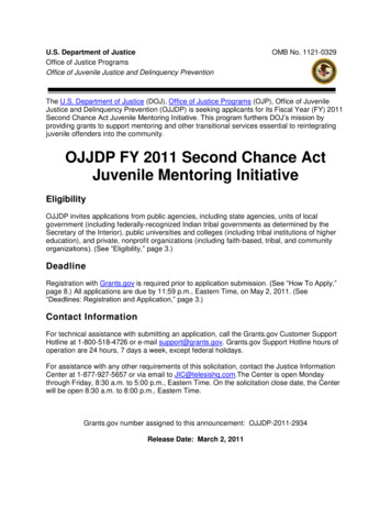 OJJDP FY 2011 Second Chance Act Juvenile Mentoring Initiative