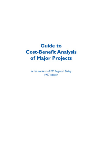 Guide To Cost-Benefit Analysis Of Major Projects - European Commission