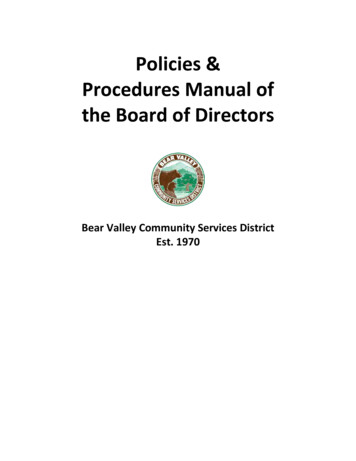 Policies & Procedures Manual Of The Board Of Directors