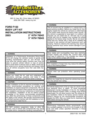 Ford F150 Body Lift Kit Installation Instructions 2003 2