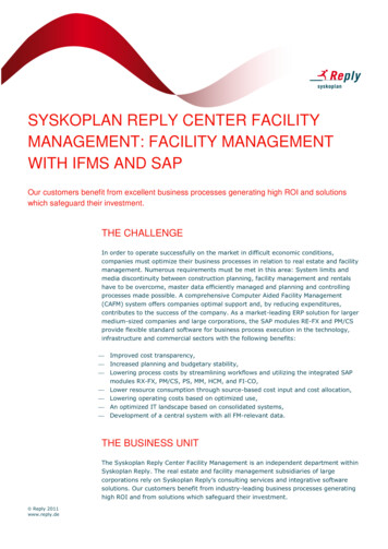 Syskoplan Reply Center Facility Management: Facility Management With .