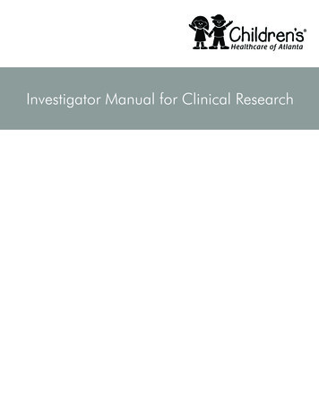 Investigator Manual For Clinical Research