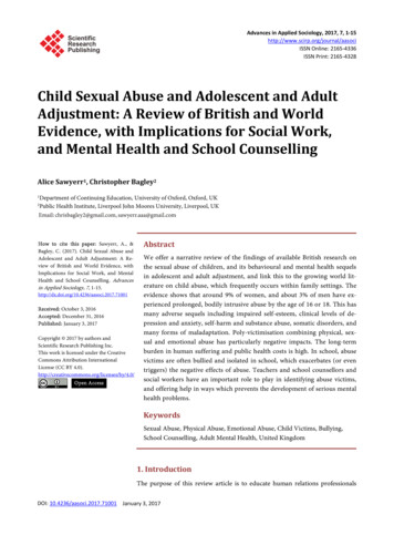 Child Sexual Abuse And Adolescent And Adult Adjustment: A Review Of .