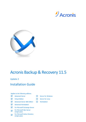 Acronis Backup & Recovery 11 - Aniva