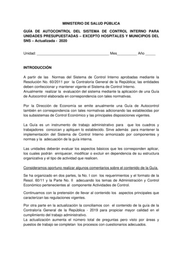 Ministerio De Salud Pública Guía De Autocontrol Del Sistema De Control .