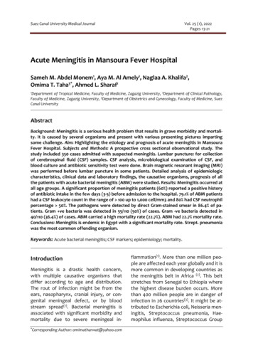 Acute Meningitis In Mansoura Fever Hospital