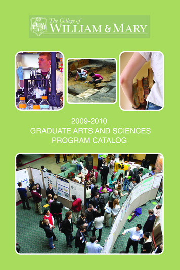 2009-2010 GRADUATE ARTS AND SCIENCES PROGRAM CATALOG - William & Mary