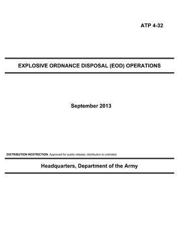 EXPLOSIVE ORDNANCE DISPOSAL (EOD) OPERATIONS September 2013