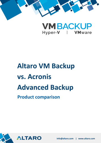 Altaro VM Backup Vs. Acronis Advanced Backup 11 - Optrics