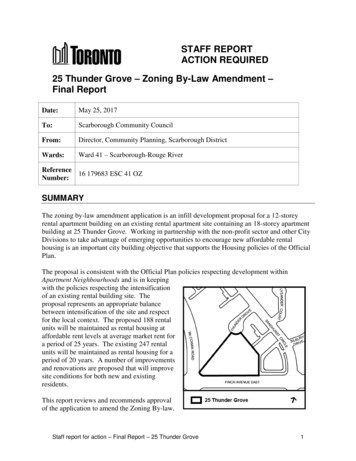 25 Thunder Grove - Zoning By-law Amendment - Final Report - Toronto