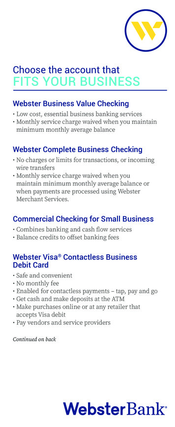 Choose The Account That FITS YOUR BUSINESS - Webster Bank
