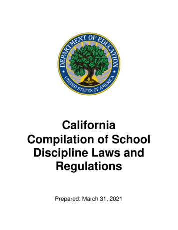 California Compilation Of School Discipline Laws And Regulations