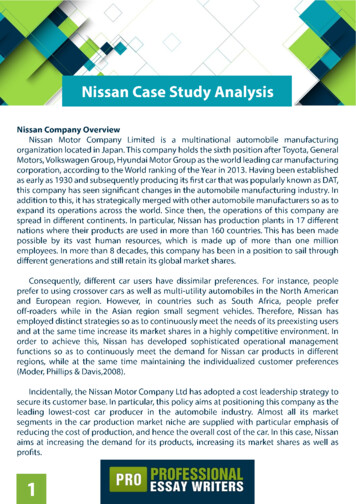Nissan Case Study Analysis - Professional Essay Writers